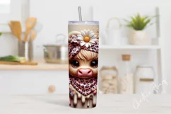 3D Highland Cow Boojee Tumbler Wrap PNG Product Image 2