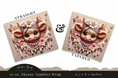 3D Highland Cow Boojee Tumbler Wrap PNG Product Image 3