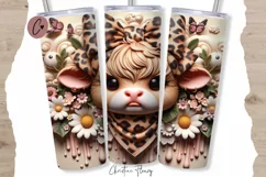3D Boojee Highland Cow Tumbler Wrap PNG Product Image 1