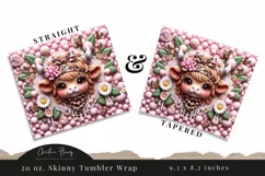 3D Boojee Highland Cow Daisy Tumbler Wrap PNG Product Image 3