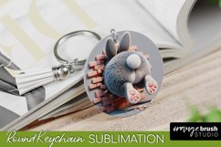 3D Hole in Wall Easter Bunny Keychain - Round Sublimation