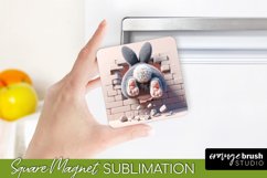3D Hole in Wall Easter Bunny Magnet PNG Sublimation Design 