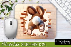3D Hole in Wall Easter Bunny Mousepad Sublimation PNG Design