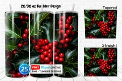 3D Holly Red Berries 20/30oz Tumbler, BONUS 25 Tumbler Product Image 1
