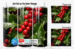 3D Holly Red Berries 20/30oz Tumbler, BONUS 25 Tumbler Product Image 1