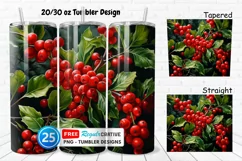 3D Holly Red Berries 20/30oz Tumbler, BONUS 25 Tumbler Product Image 1