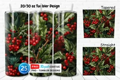 3D Holly Red Berries 20/30oz Tumbler, BONUS 25 Tumbler Product Image 1