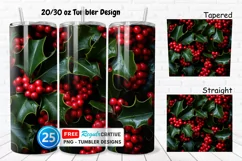 3D Holly Red Berries 20/30oz Tumbler, BONUS 25 Tumbler Product Image 1