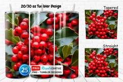 3D Holly Red Berries 20/30oz Tumbler, BONUS 25 Tumbler Product Image 1
