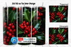 3D Holly Red Berries 20/30oz Tumbler, BONUS 25 Tumbler Product Image 1