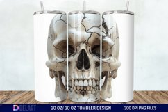3D Horror Skull White Tumbler Wrap Product Image 1
