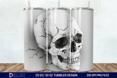 3D Horror Skull White Tumbler Wrap Product Image 1