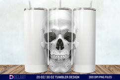 3D Horror Skull White Tumbler Wrap Product Image 1