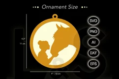 3D layered Christmas ornament svg file with girl and boy kissing horse
