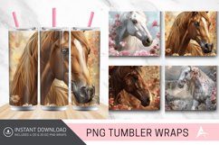 3D Horse with Flowers Tumbler wrap Product Image 1