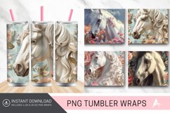 3D Horse with Flowers Tumbler wrap Product Image 1