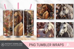3D Horse with Flowers Tumbler wrap Product Image 1