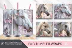 3D Horse with Flowers Tumbler wrap Product Image 1