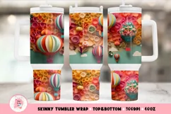 3D Hot Balloons Wrap, 40 oz tumbler wrap, 3D Flower  Tumbler Wrap, 3D Flower Png