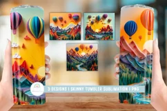 3D Hot Air Balloons Skinny Tumbler Wrap Sublimation Product Image 2