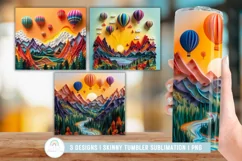 3D Hot Air Balloons Skinny Tumbler Wrap Sublimation Product Image 1