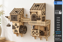 3D Wooden House Wall Decor Laser Cut , Home Decor SVG Product Image 2