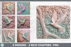 Bundle of six Sculpture Hummingbirds Square Coaster designs.