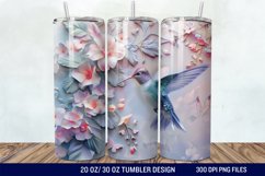3D Hummingbird Pastel Flowers Tumbler Wrap Product Image 1