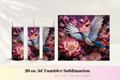 3D Hummingbird Tumbler Wrap 3d Tumbler Sublimation Flowers
