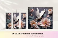 3D Hummingbird Tumbler Wrap | Flower 3d Tumbler Sublimation
