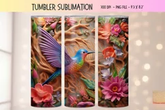 3D Hummingbird Tumbler Wrap | Flower 3d Tumbler Sublimation