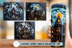 Hunted House 3D Tumbler Sublimation I Halloween Tumbler Wrap Product Image 1