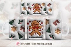 3D inflated Christmas Mug Wrap Sublimation Designs, Christmas Gingerbread Mug, Christmas Png