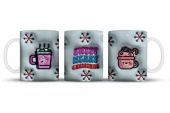 3D inflated Christmas Mug Wrap Sublimation Designs, Christmas Gingerbread Mug, Christmas Png