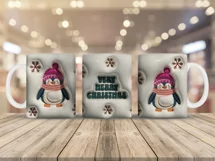 3D inflated Christmas Mug Wrap Sublimation Designs, Christmas Gingerbread Mug, Christmas Png