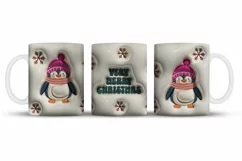 3D inflated Christmas Mug Wrap Sublimation Designs, Christmas Gingerbread Mug, Christmas Png