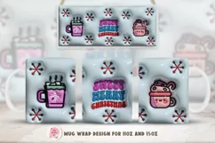 3D inflated Christmas Mug Wrap Sublimation Designs, Christmas Gingerbread Mug, Christmas Png