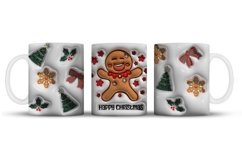 3D inflated Christmas Mug Wrap Sublimation Designs, Christmas Gingerbread Mug, Christmas Png