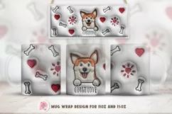 3D inflated Corgi Mug Wrap Sublimation Designs, Dog Mug, Dog Mom Png