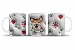 3D inflated Corgi Mug Wrap Sublimation Designs, Dog Mug, Dog Mom Png