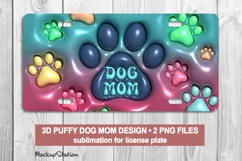 3D Inflated Dog Mom License Plate PNG | Dog Lover Car Plates Product Image 1