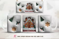 3D inflated Christmas Mug Wrap Sublimation Designs, Christmas Gingerbread Mug, Christmas Png