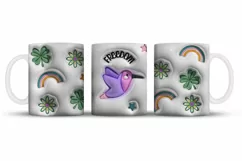 3D inflated Hummingbird Mug Wrap Sublimation Designs, Hummingbird Mug, 3D Astro Png