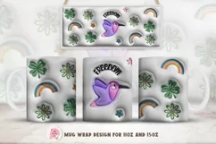 3D inflated Hummingbird Mug Wrap Sublimation Designs, Hummingbird Mug, 3D Astro Png