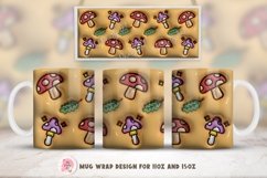 3D inflated Mushrooms Mug Wrap Sublimation Designs, Mushrooms Mug, Forest Png