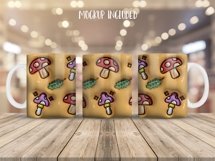 3D inflated Mushrooms Mug Wrap Sublimation Designs, Mushrooms Mug, Forest Png