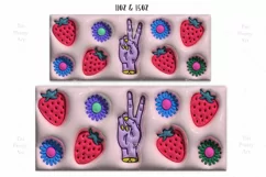 3D inflated strawberries Mug Wrap Sublimation Designs, Peace Sign Mug, Strawberry Png