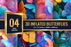 3d Inflated Puff Colorful Butterflies Digital Paper Product Image 1