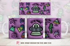 3D inflated UFO Mug Wrap Sublimation Designs, Alien Mug, Christmas Png