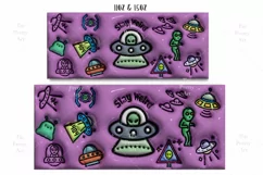 3D inflated UFO Mug Wrap Sublimation Designs, Alien Mug, Christmas Png